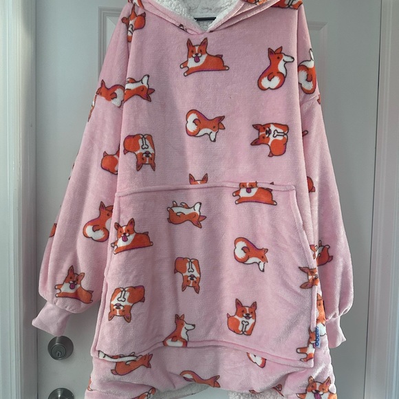 Pink Oodie with Corgi Print - Picture 1 of 2